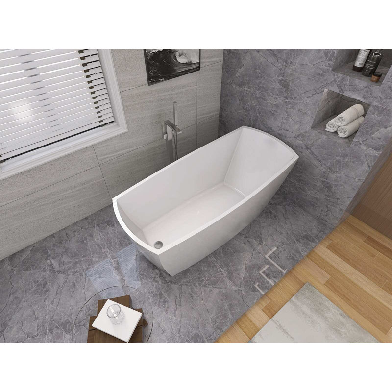 Brock 72" x 30.5" Freestanding Soaking Acrylic Bathtub, Brushed Gold