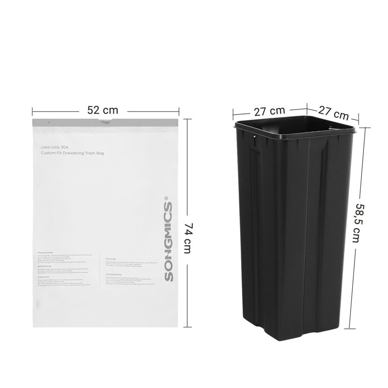 Polyethylene Plastic Bin Bags - 45 Count