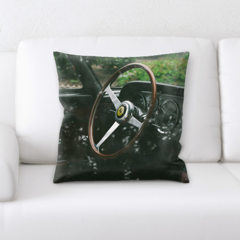 Steering Wheel Microsuede Reversible Throw Pillow