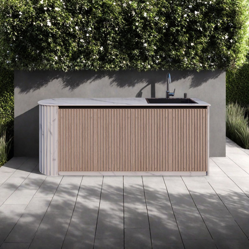 Meuble-lavabo d'extérieur à panneau basculant tout aluminium