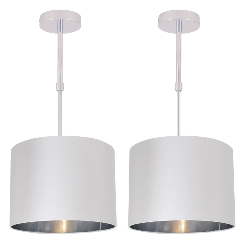Edgaras Fabric Semi Flush Mount, White/Chrome