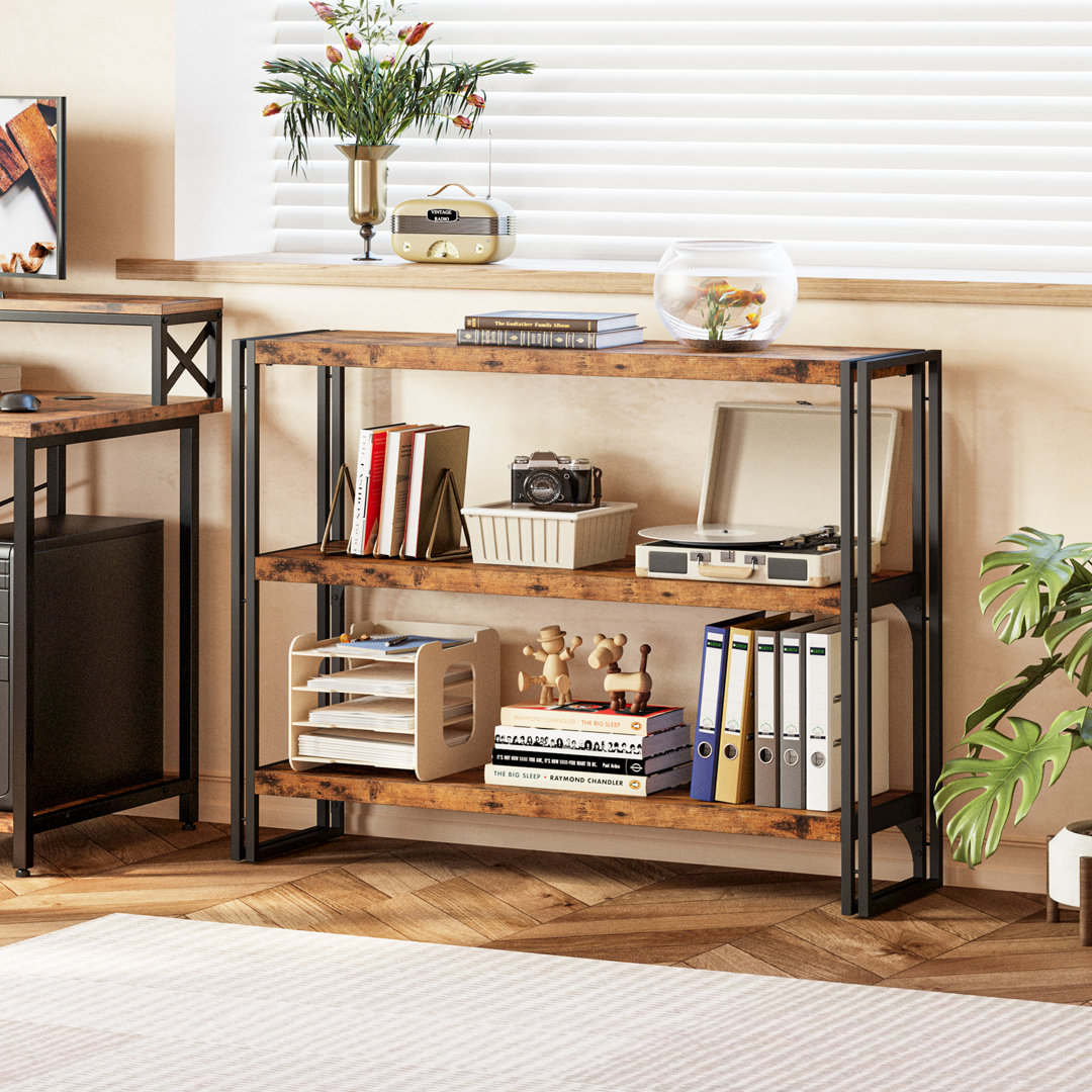Industrial Bookcase for Living Room 17 Stories 