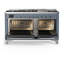 Majestic III Series 60 Inch Dual Fuel Range with 7 Sealed Burners, Griddle, in Blue Grey (Liquid Propane, Burnished Trim)-117886129-117886130-117886131