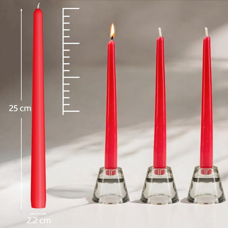 Unscented Taper Candle, Red