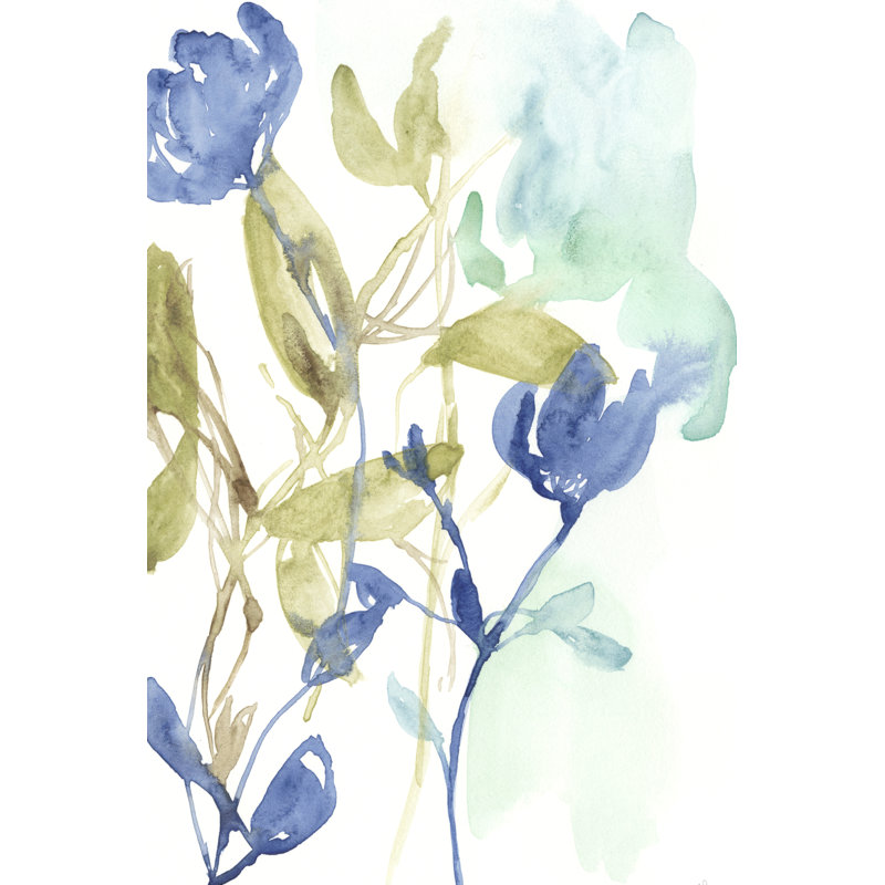 Cobalt & Olive Bouquet I by Jennifer Goldberger - Painting Print, 91cm H x 61cm W, Wrapped Canvas