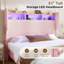 Structure de lit double avec tête de lit à oreilles en velours côtelé de 51 po de hauteur et tablette de rangement, lit plateforme tapissier avec lumières DEL et station de charge, aucun sommier nécessaire, assemblage facile, rose-129953401-129953402