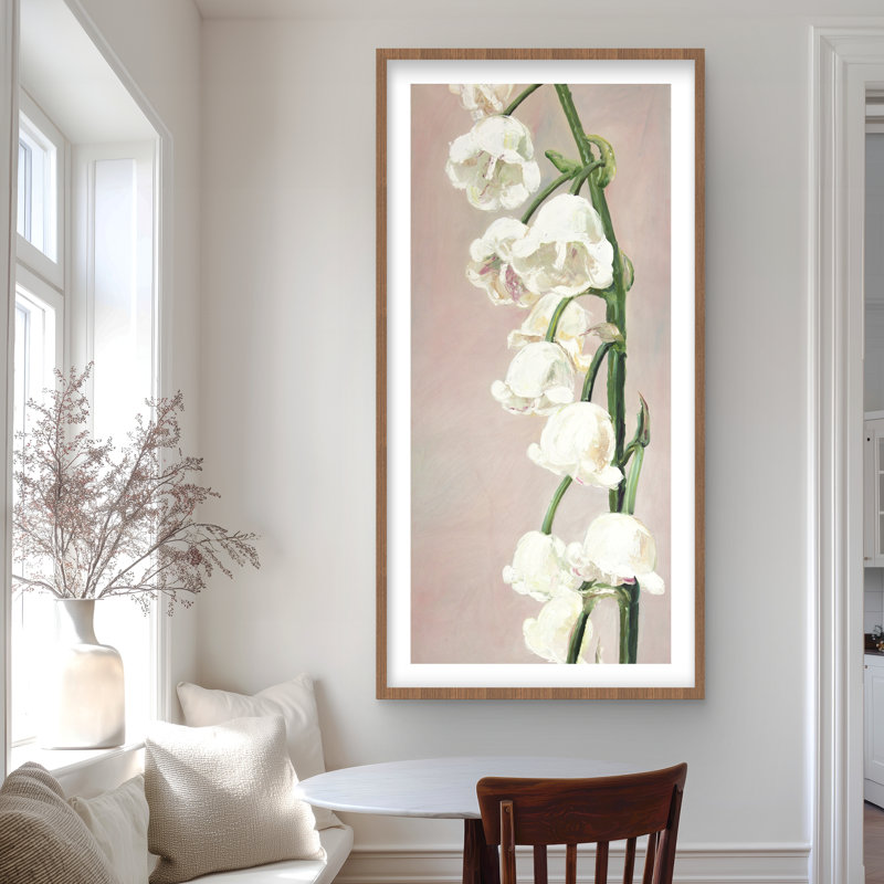 Fleurs de muguet - rose, chambre à coucher, impression encadrée