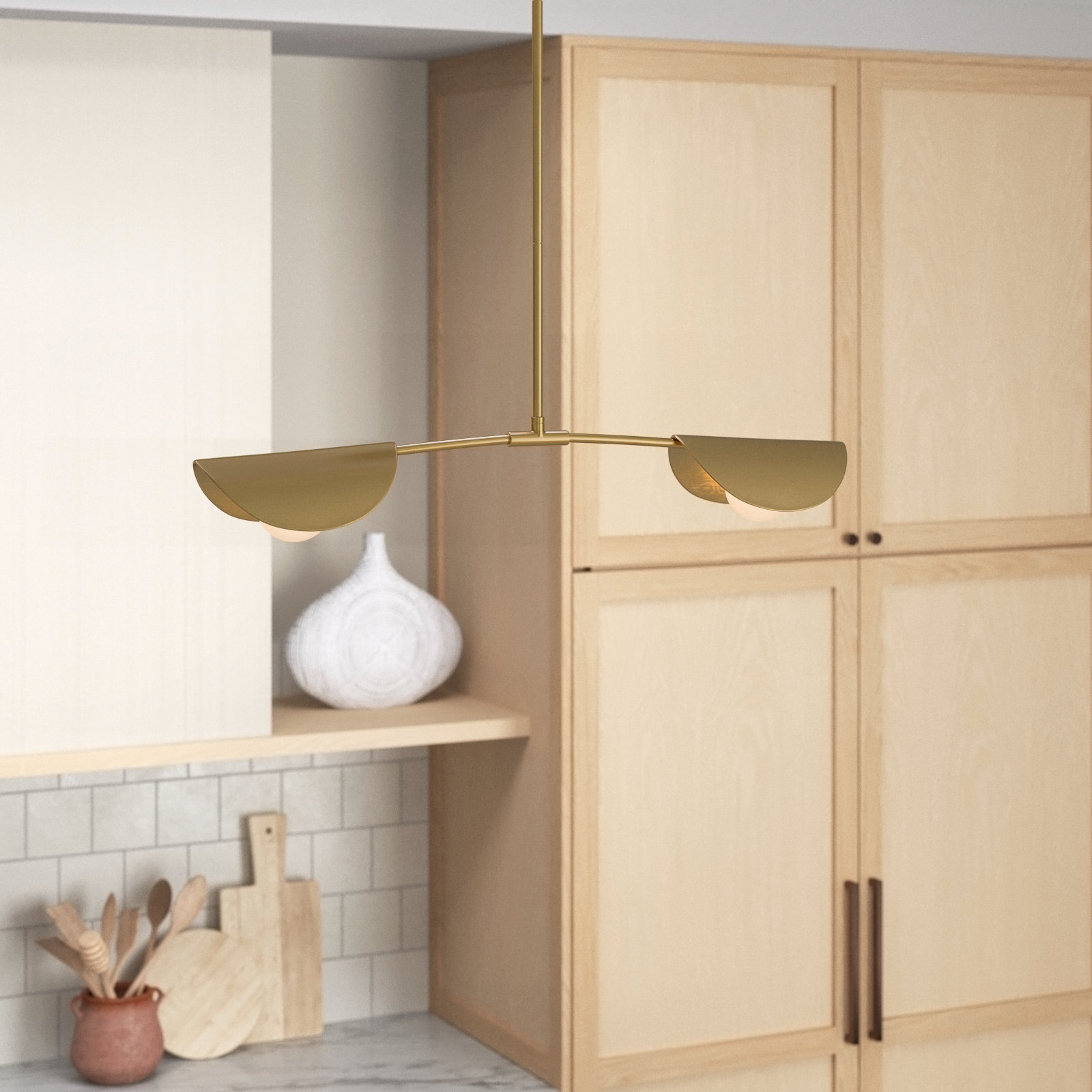 Gamora 2 Light Dimmable Pendant, Aged Brass