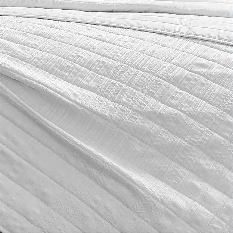 Rukai 100% Cotton Diamond Clip Jacquard 3D Fringe Texture 5-Piece Comforter Set, Light Grey