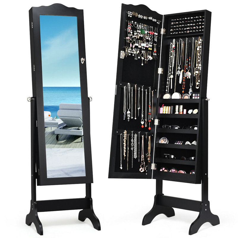 Armoire à bijoux avec miroir Ayssa, Noir