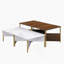 Ensemble de quatre tables gigognes polyvalentes et modernes, de forme ajustable, idéales pour divers agencements et fonctions de salon-306813611-306813610