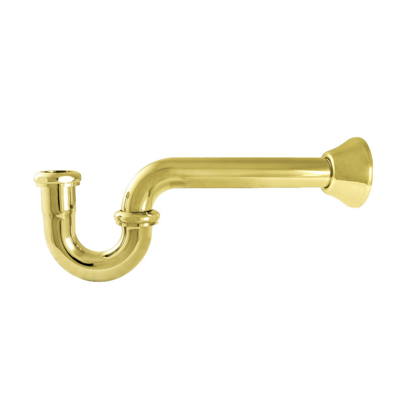 Vintage 1.25" Decorative P-Trap, Polished Brass