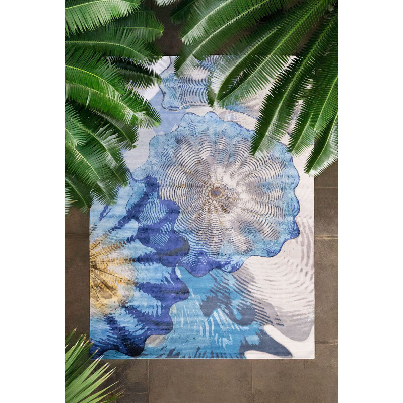 Chihuly Rosette Sapphire Area Rug, Rectangle 7' x 10'