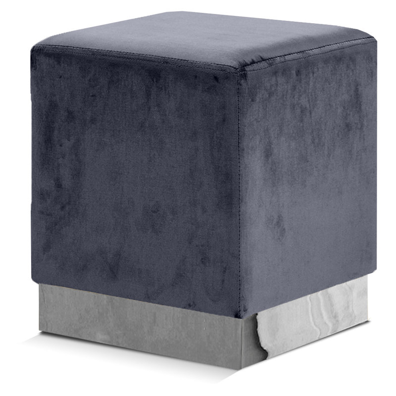 Annora Velvet Ottoman, Grey Velvet, Chrome