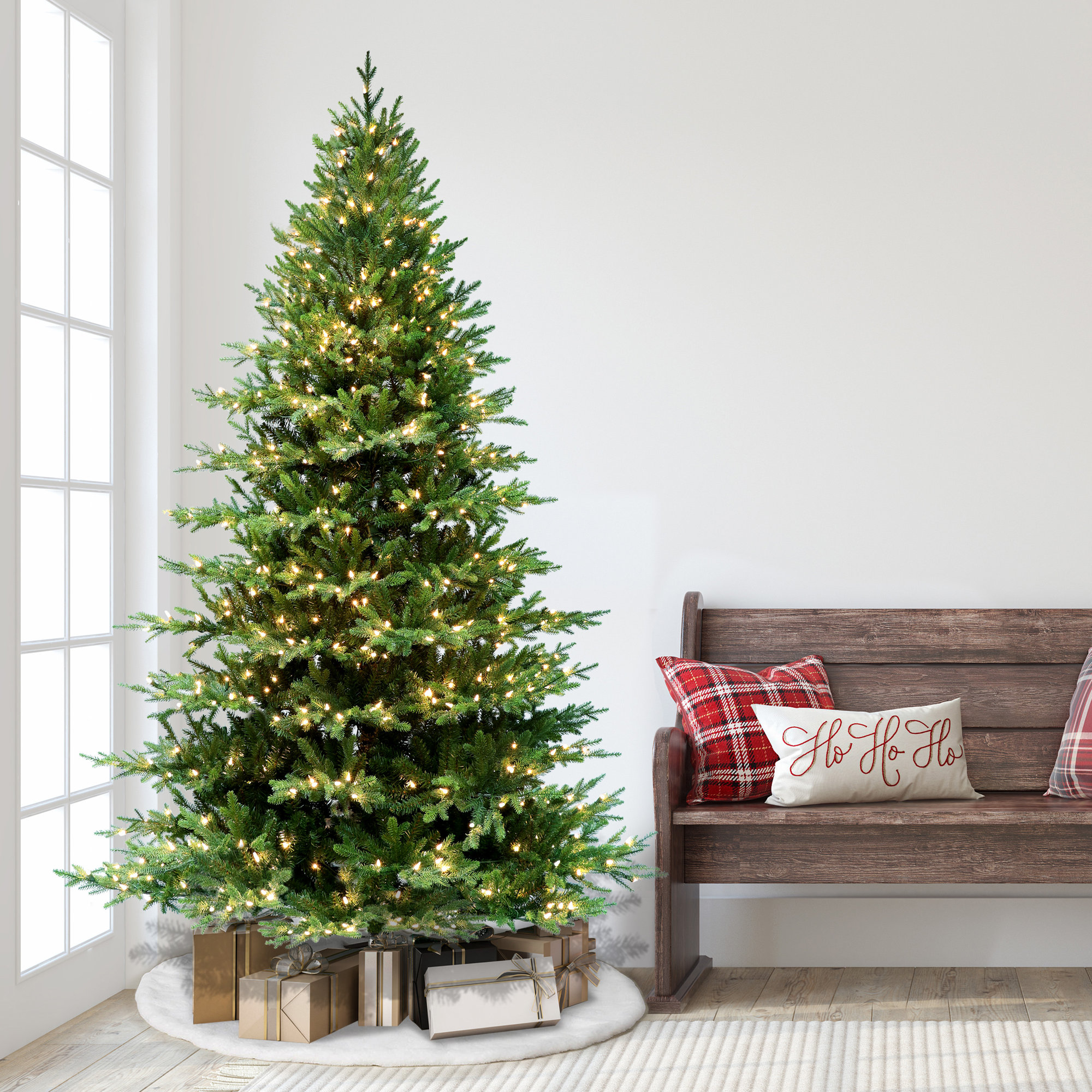 Lighted Artificial Fir Christmas Tree, 7.5'