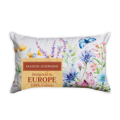 Maison d'Hermine Artist Garden - Butterflies 100% Cotton Decorative Pillow cover - 12" x 20" - Pack of 1