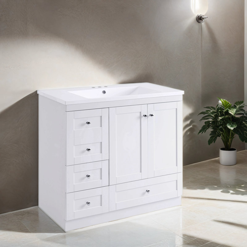 Meuble-lavabo simple 36 po avec plateau en résine Altura, Blanc
