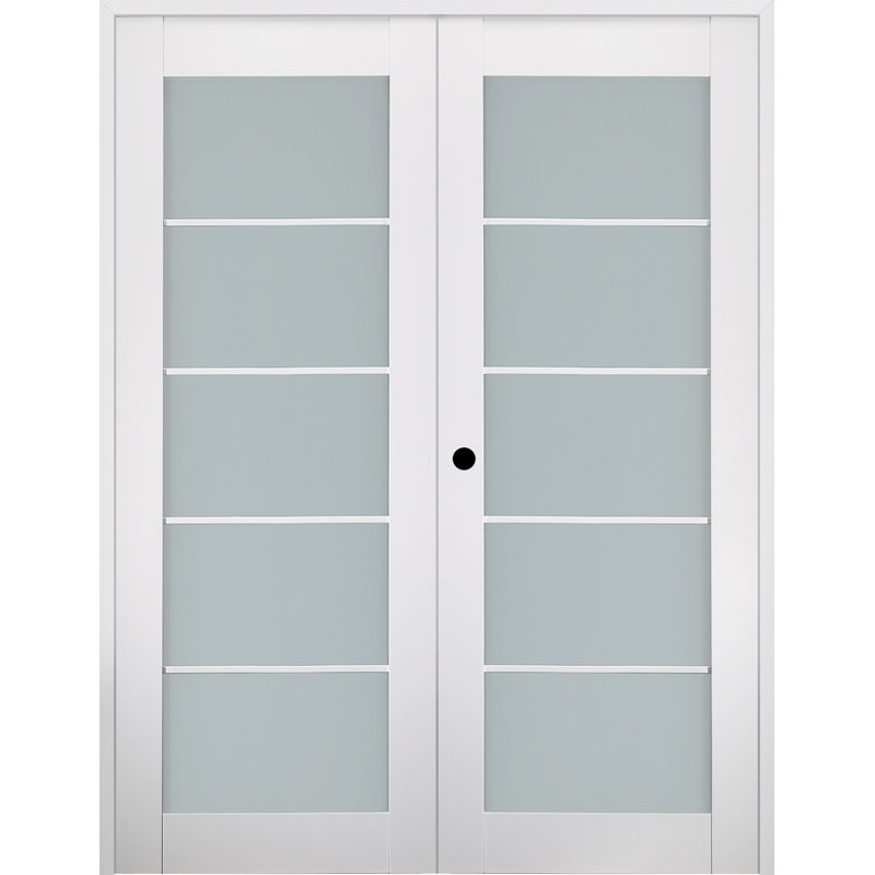 Porte standard préfinie en bois massif manufacturé Smart Lite 5 Lite Smart Pro, 71,75 po x 79,38 po, Droite