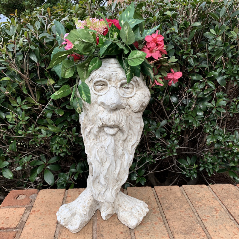 Muggly's Grandpa RIP Face Statue Planter, Antique White