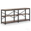 Console très longue de 70,9 po avec tablettes de rangement, canapé industriel à 3 niveaux derrière le canapé, table d'entrée moderne avec structure en X en métal, bibliothèque de couloir étroite pour le salon, brun rustique
