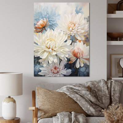 «White Mums In Blue Dream» sur toile