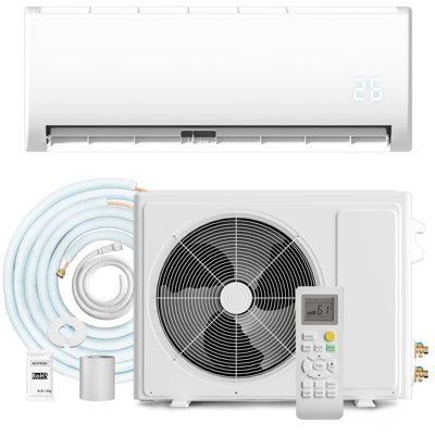 12000 Btu Mini Split Ac/Heating System, 19 Seer2 115V Ductless Inverter Air Conditioner With Heat Pump, Up To 750 Sq.ft, Auto Clean, Defrost, Energy Efficient For Home & Office