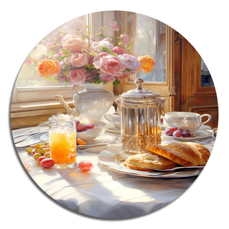 «Food Breakfast Cozy I», art rond en métal, H 29 po x l 29 po x P 1 po
