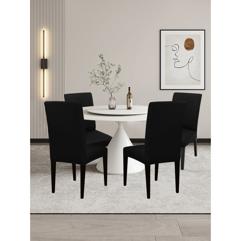 Ensemble de 6 housses de chaise de salle à manger, Tissu noir