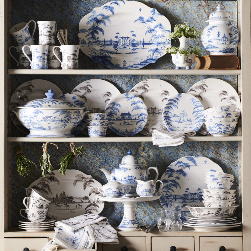 Country Estate Cake Stand, Delft Blue/White