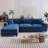 Corduroy L Shaped Xanthe Sofa with chaise and armrest storage-1383967208