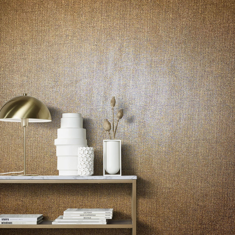 Energy Collection Plain Weave Effect Wallpaper Roll, Copper