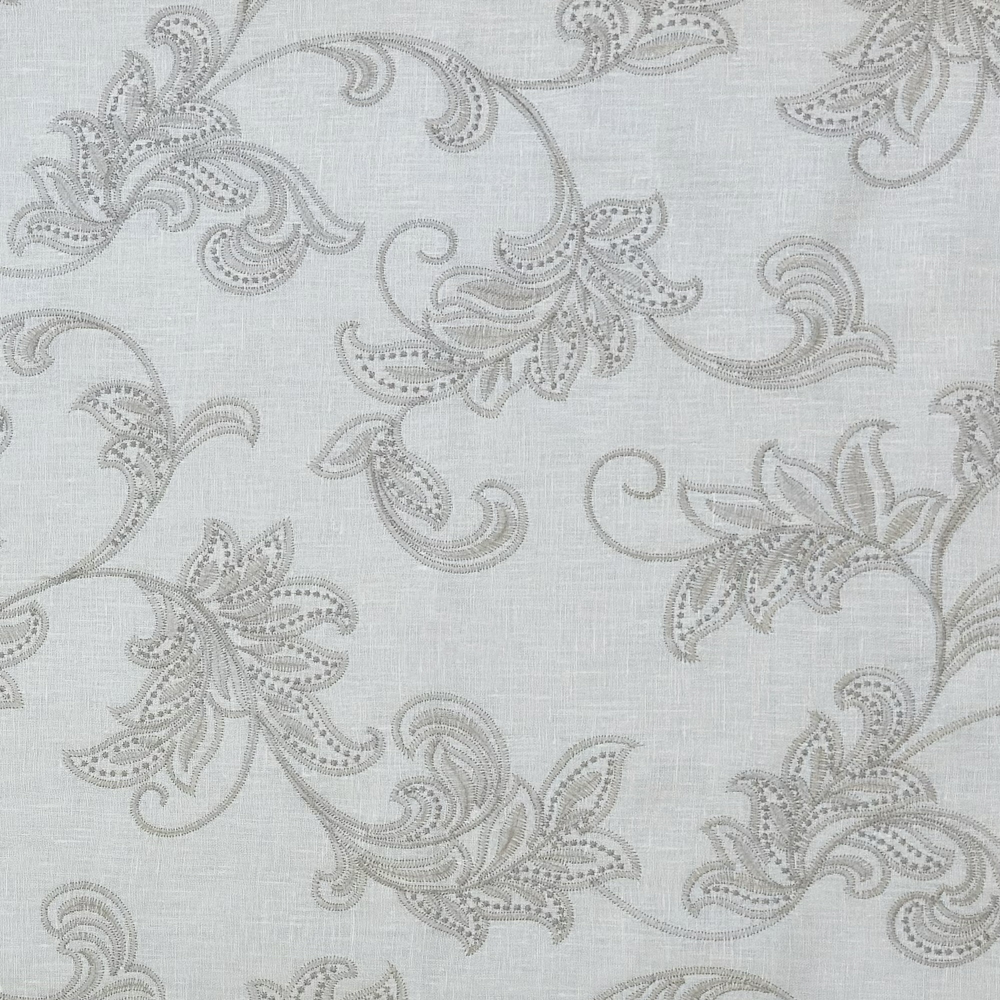 96" Rod Pocket/Back Tab Single Lining Morgan On White Linen, 33" W x 96" L, Double, Inverted Pleat