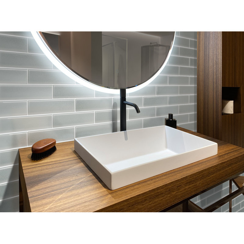 12'' x 3'' Glass Subway Wall Tile, Gray