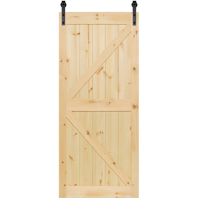 Porte de grange en bois lamellé-collé brut sans ensemble de quincaillerie d'installation, 36 po x 83,5 po