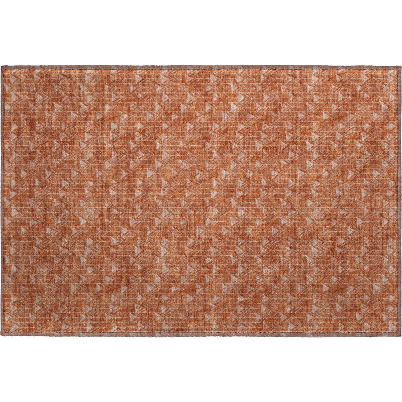 Premium Machine Washable Cerrito AMF514 Terracotta Rug, Rectangle 1'8" x 2'6"