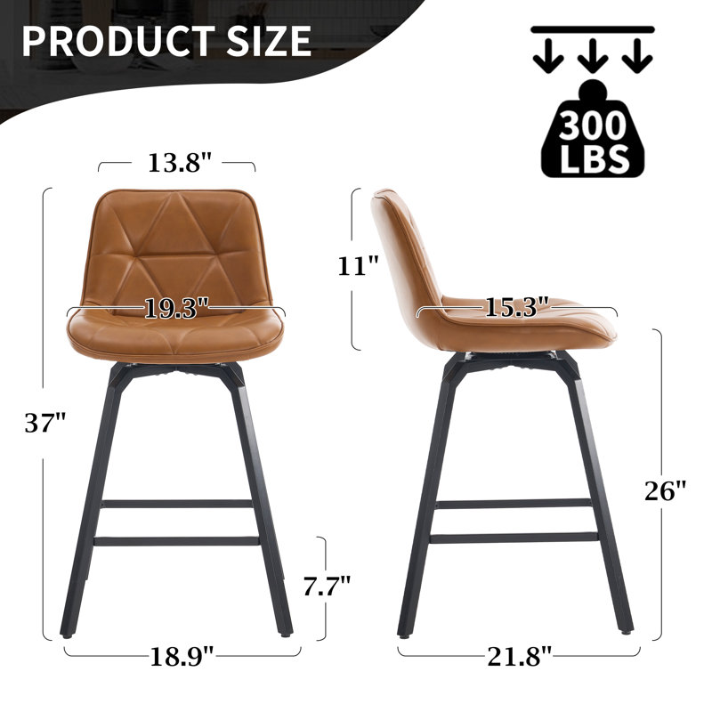 Tabouret de comptoir pivotant 26 po, Brun, 2