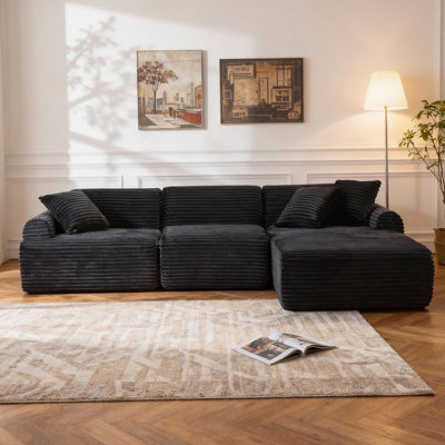 Canapé modulaire de 105 po avec housses détachables lavables et conception convertible en forme de L pour les salons modernes.