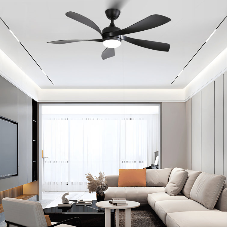 52 Inch Modern Ceiling Fan With 3 Colour Dimmable 5 ABS Blades Remote Control Reversible DC Motor With Led Light