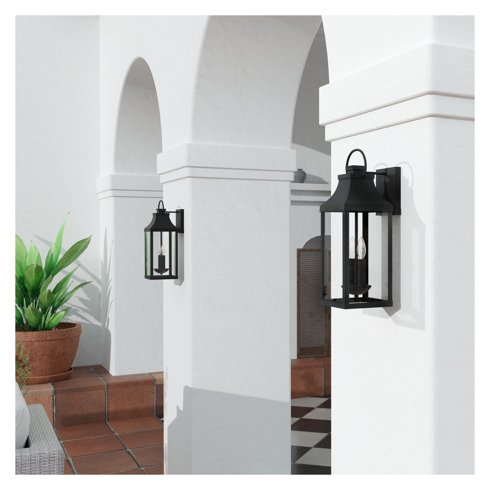 Caden 2 Light Outdoor Wall Light, Black