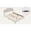 Structure de lit simple tapissier en tissu blanc avec lumière DEL et tête de lit réglable en hauteur, sans sommier tapissier-1220794978-1220794977