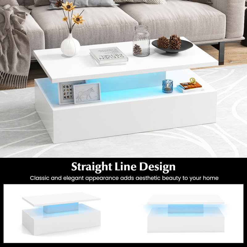 Asilah Block Coffee Table with Storage, White
