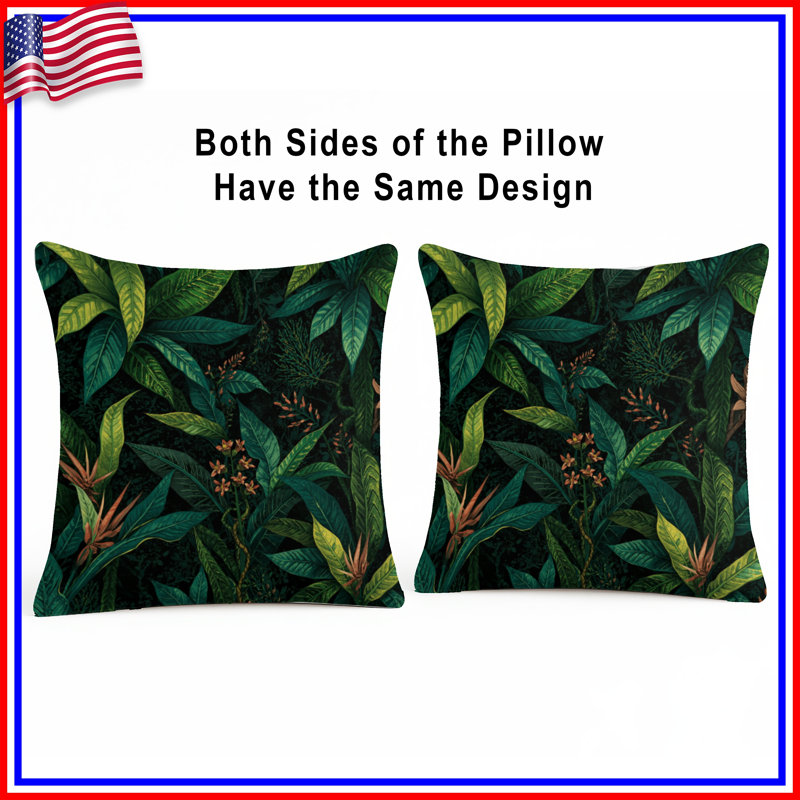 Coussins décoratifs à feuilles tropicales, 26 x 26 pouces