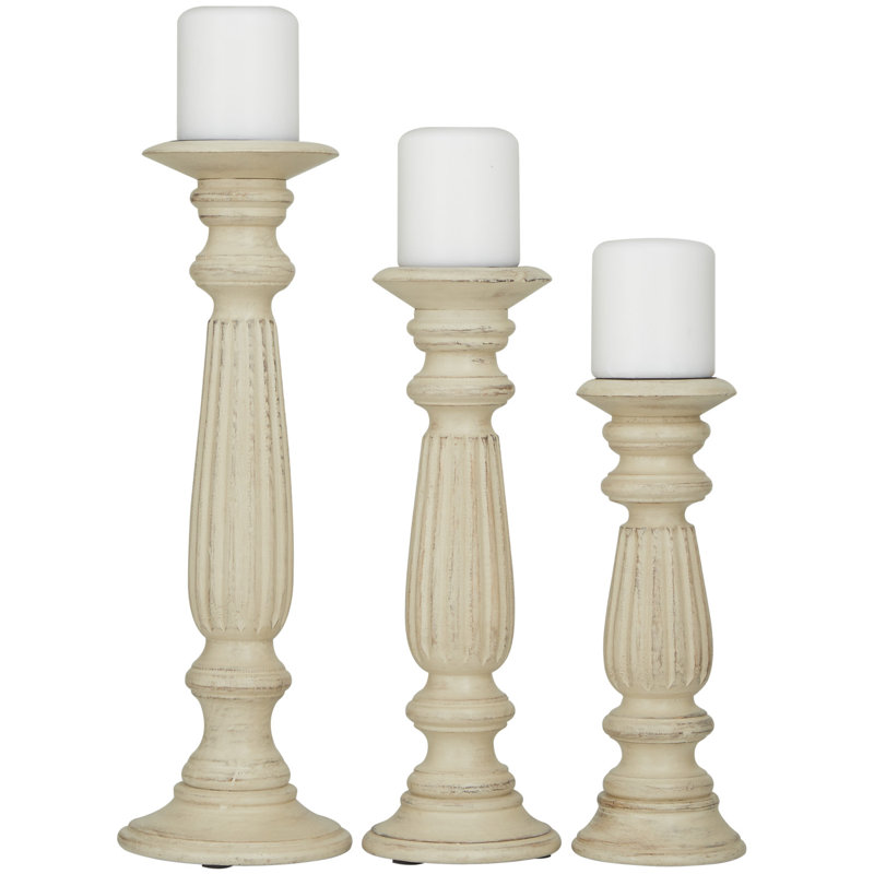 Ensemble de chandelles de table en bois 3 pièces Soteria