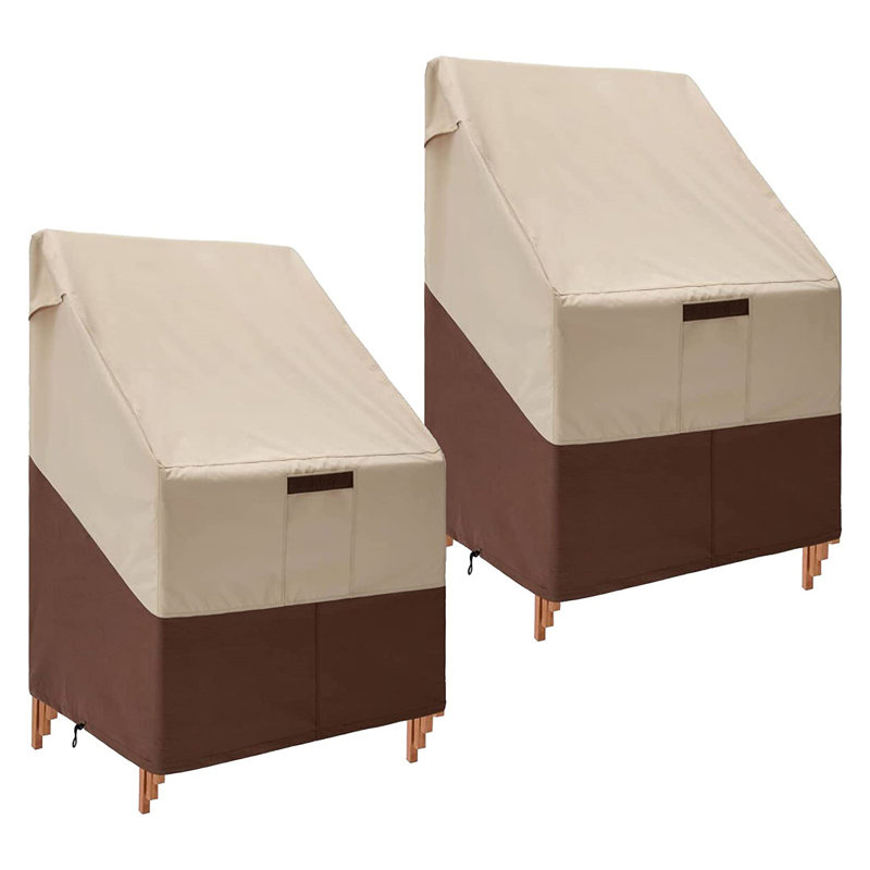 Housses de patio à haut dossier pour chaises de salle à manger / chaises de bar / chaises empilables 2 pièces / ensemble