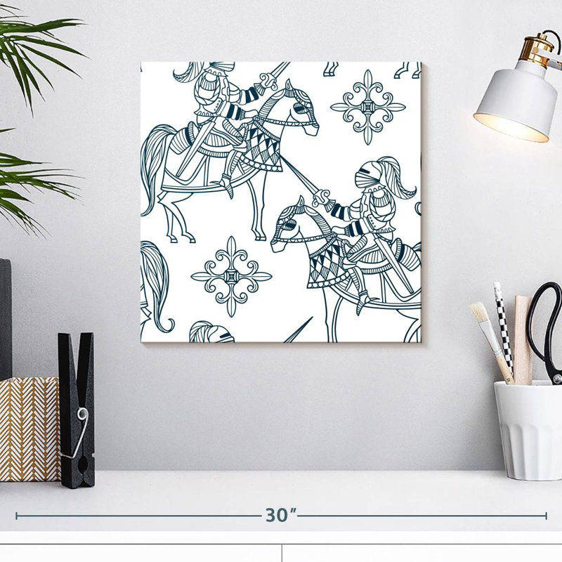 Chevaux Mehar avec chevaliers médiévaux, H 16 po x l 16 po