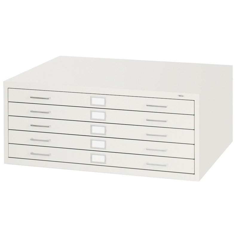 Five-Drawer Flat File Filing Cabinet, White