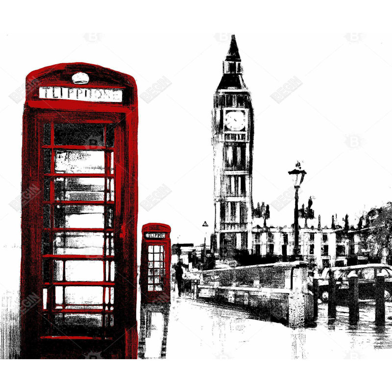 Cabine téléphonique et toile Big Ben | London Home Decor