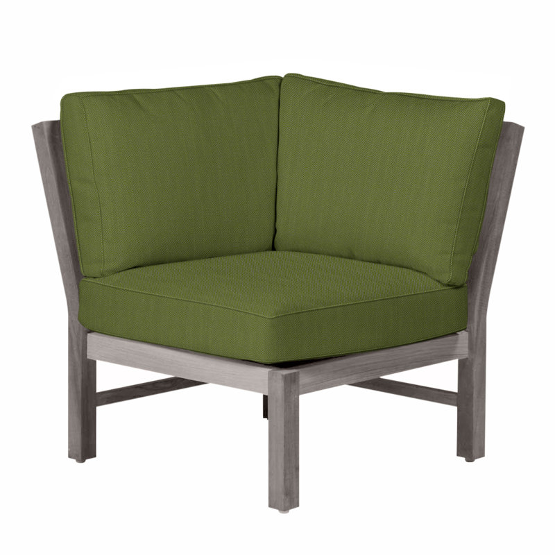 Fauteuil d'angle modulaire Club Teak - Huître, Trépointe, Forêt de lin, Teck huître