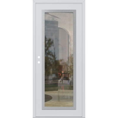 Porte d'entrée pré-suspendue Panel1 panneau en acier argenté