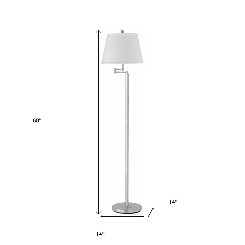Lampe sur pied en nickel avec bras carré 60 po
